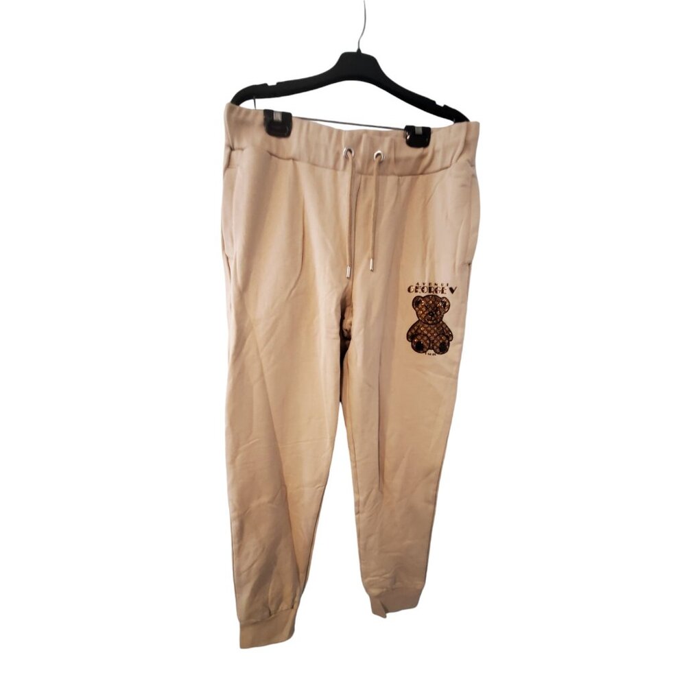 Avenue George V Paris nwot sweatpants pants mens XL beige teddy bear